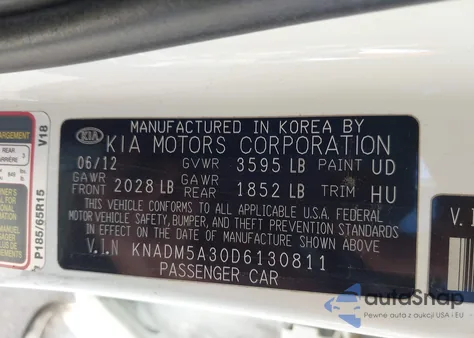 2013 Kia Rio Lx z USA, uszkodzony, nr VIN KNADM5A30D6130811